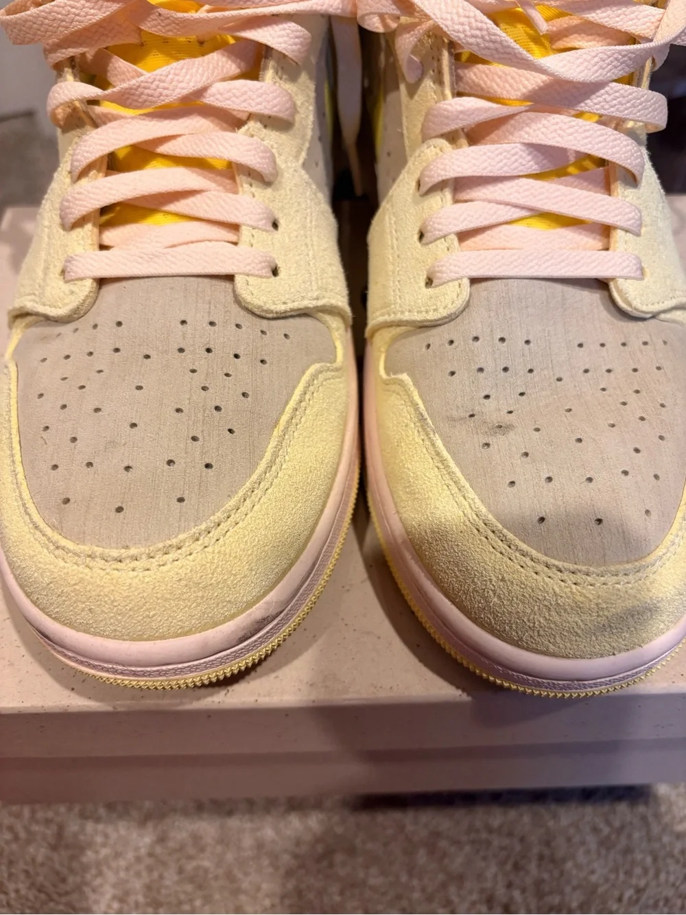 Men’s Jordan 1s Neon Yellow, White, Bone
